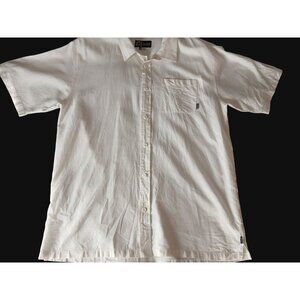 ONeill Jack O'Neill Mens White Short Sleeve Button-Up Shirt XL Linen Blend Camp